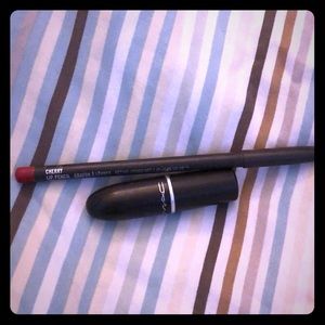 SOLD!MAC lipliner in cherry and red lipstick ruby